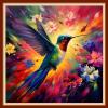 Dimxvean Stamped Cross Stitch Kits,Cross Stitch Kits for Adults Beginners,Embroidery Kits Full Range of Cross Stitch Stamped Kits Needlepoint Kits Cross Stitch Patterns-Hummingbird Flowers 18x18 inch view 1