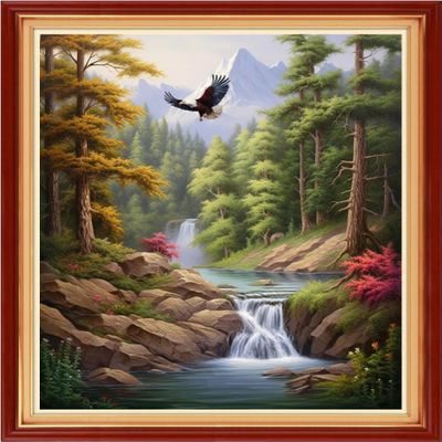 Dimxvean Stamped Cross Stitch Kits,Cross Stitch Kits for Adults Beginners,Embroidery Kits Full Range of Cross Stitch Stamped Kits Needlepoint Kits Cross Stitch Patterns-Mountain Scenery 16x20 inch