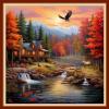 Dimxvean Stamped Cross Stitch Kits,Cross Stitch Kits for Adults Beginners,Embroidery Kits Full Range of Cross Stitch Stamped Kits Needlepoint Kits Cross Stitch Patterns-Night View Lake 18x18 inch view 1