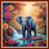 Dimxvean Cross Stitch Kit, Elephant Flowers 18x18 inch, 11CT, Multicolor, All Ages, Unisex, Modern, HD Preprint, Extra Lines Provided view 1