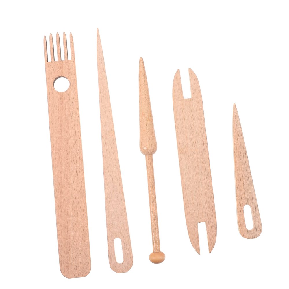 Tofficu 2sets Wooden Tapestry Weaving Tools Needles Smooth Handcraft Weaving Shuttle for Knitting Wall Hangings Scarves