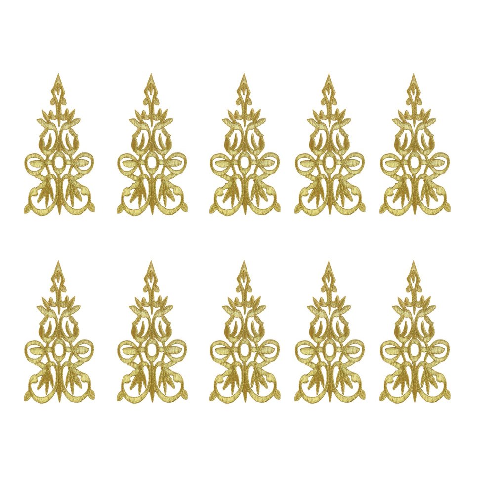 10 Pcs Gold Flower Patches Iron On Embroidery Celtic Custom Patch Sew On Applique for Arts Crafts DIY Decor Jeans Jackets Clothing Bags Backpack (2.55x3.54 Inches)