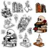 CRASPIRE Book Clear Stamps Skull Grimoire Rose Candle Reusable Postmark Transparent Silicone Stamp Seals for Journaling Card Making Decor DIY Scrapbooking Supplies Album Decoration view 1