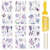 WANDIC 12 Sheets Rub On Transfer Stickers Purple Flower Decals Waterproof Decals for Journal Album, Furniture, Craft, DIY Scrapbooking view 1
