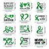 WANDIC 12 Pcs Green Ribbon Iron On Stickers Waterproof Decals Liver Cancer Mental Health and Environmental Protection Awareness Stickers for Clothing view 2
