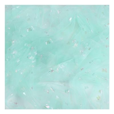 homeemoh Glitter Butterfly Bronzing Tulle Fabric 59" by 39" Shiny Sewing Mesh Lace Fabric for Dress Making Handmade Crafts Party Decoration (Mint Green)