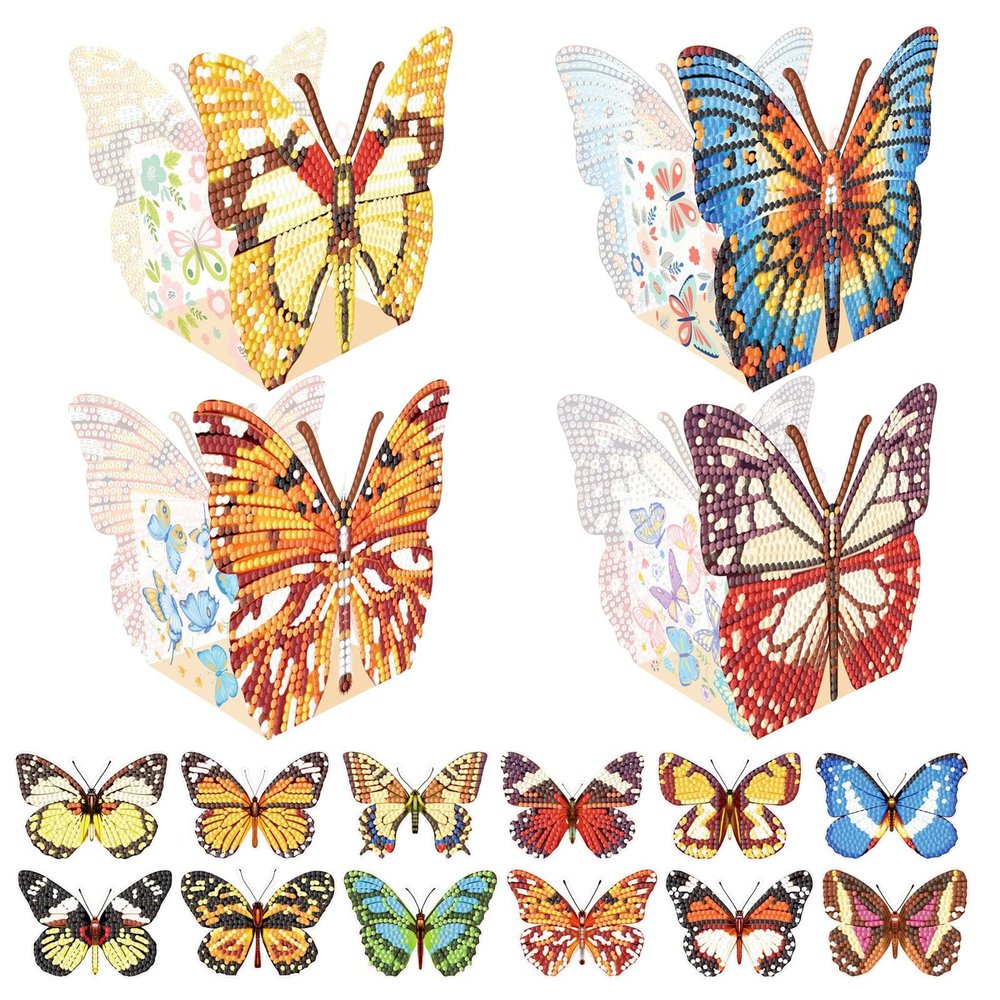 ARTopet 4Pcs DIY Diamond Art Painting Storage Box Large Capacity Organizer Desktop Flowerpot Diamond Art Box 12Pcs Easter Hanging Ornaments Decorative Stickers Assembly Set for Home Decor