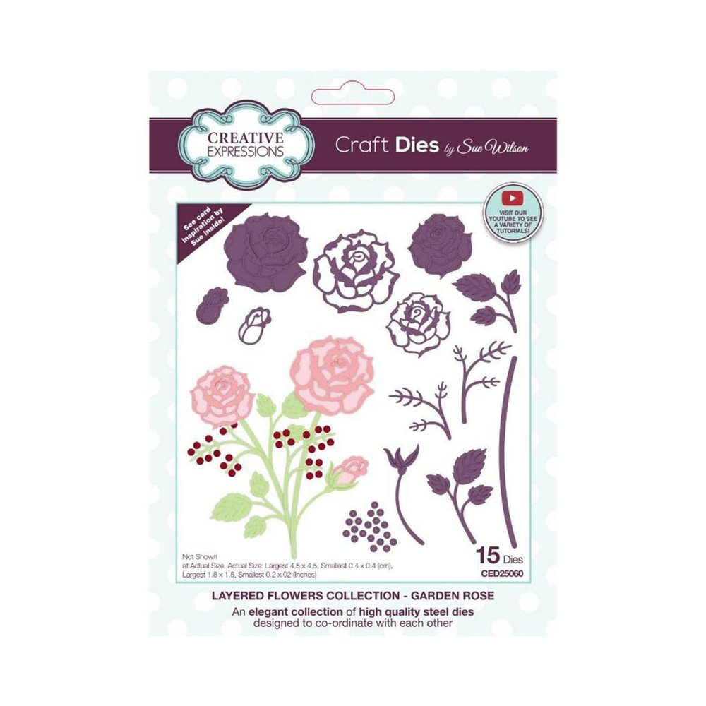 Creative Expressions Sue Wilson Layered Flowers Collection Garden Rose Craft Die, Brown, 1.7 x 1.6 ins