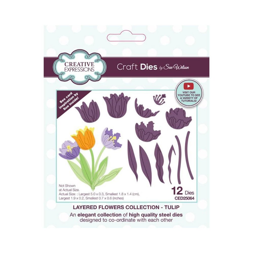 Creative Expressions Sue Wilson Layered Flowers Collection Tulip Craft Die, Brown, 1.9 x 0.2 ins