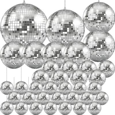 The Dreidel Company Mirror Disco Ball 36-Pack Variety, Silver Hanging Ball with Attached String for Ring, Reflects Light, Fun Party Home Bands Decorations, Party Favor (72-Pack Variety)