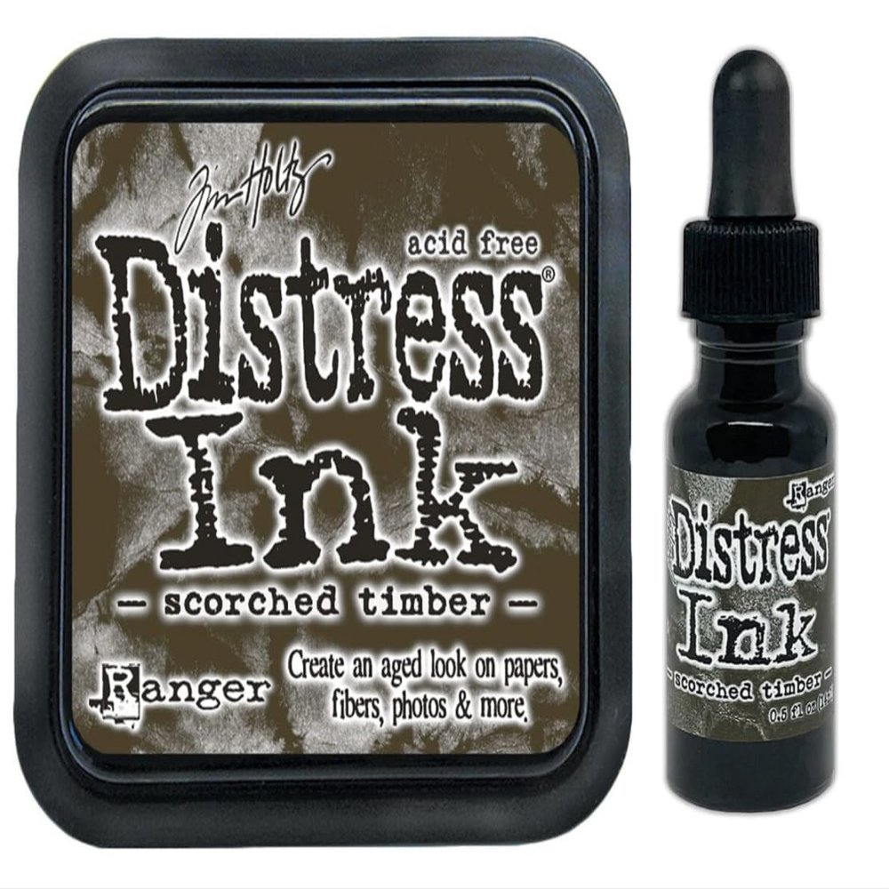 Tim Holtz Distress January 2024 Scorched Timber Standard Ink Pad and Reinker Bundle Ranger, TIM8344 TXR83450
