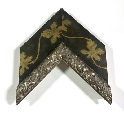 4" Readymade Wood Picture Frame (Black with Brass Leaves) (No Acrylic, 18X24)