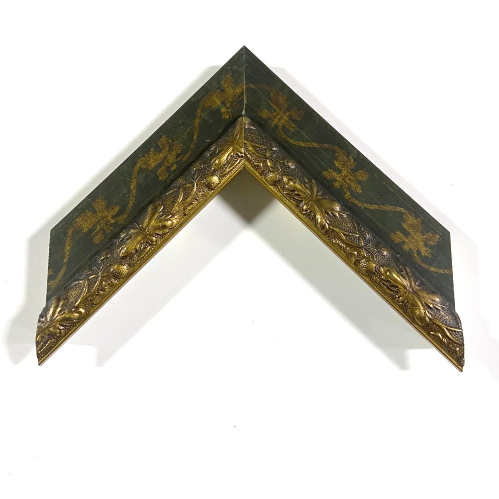 2" Readymade Wood Picture Frame (Brown with Gold Leaves) (Add Acrylic, 18X24)