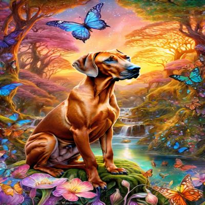 Directo Adult Beginner Rhodesian Ridgeback Diamond Painting Kit,DIY Butterfly Full Round Diamonds,5D Forest Animals Diamond Art KitGifts for Craft Lovers,Home Wall Decoration 16x20inch