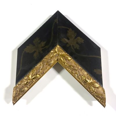 4" Readymade Wood Picture Frame (Black with Gold Leaves) (Add Acrylic, 9x12)