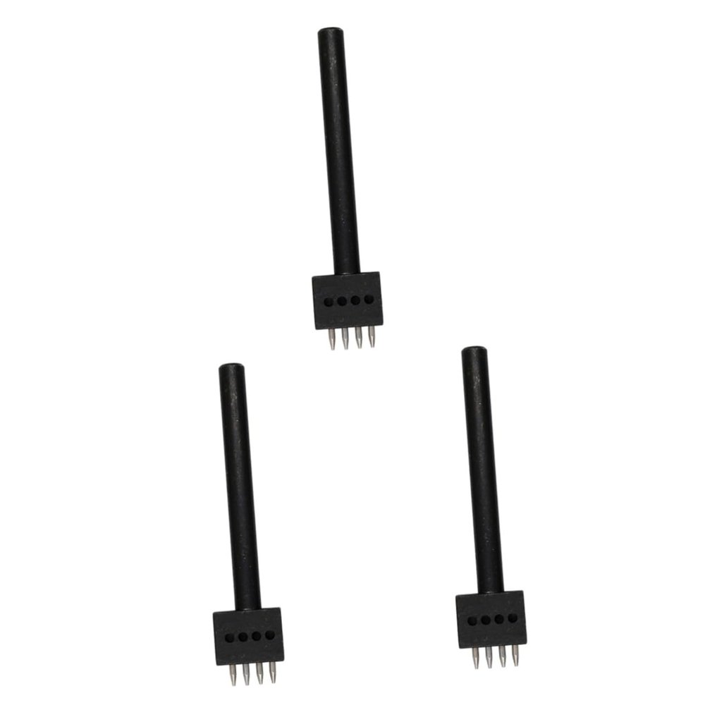 Tofficu 3pcs Leather Craft Punching Tools 4mm Interval High Strength Steel Easy to Use for Home Leatherworking