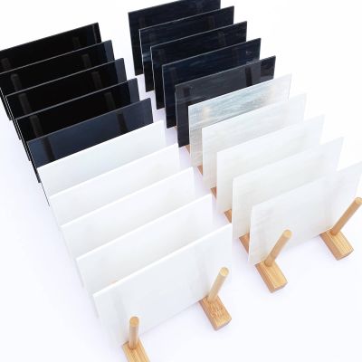 LITMIND 24 Sheets Stained Glass Variety Pack Black & White Series 6 x 4 Inch Smooth Art Glass for Mosaic Crafts, DIY Art Projects & Supplies