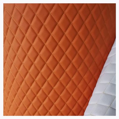 Quilted Leather Fabric for Upholstery PVC Faux Leather Vinyl Foam Fabric Sheet 61" Wide with 6mm Foam Sponge Backing Upholstery for DIY Crafts Sewing Car Cushion,Decorate, Headliner (Color : Oranje,
