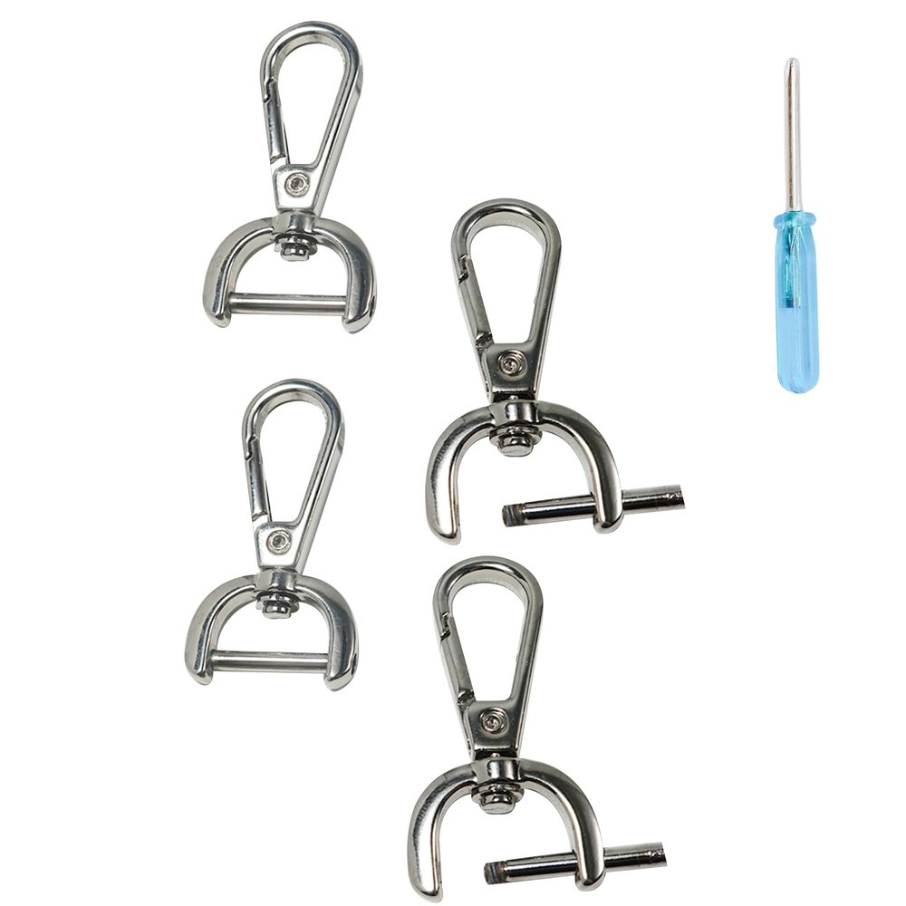 willikiva 4pcs Replacement DIY Leather Craft Purse D-Rings Swivel Snap Hooks Detachable Bag Strap(Silver,5/8inch)