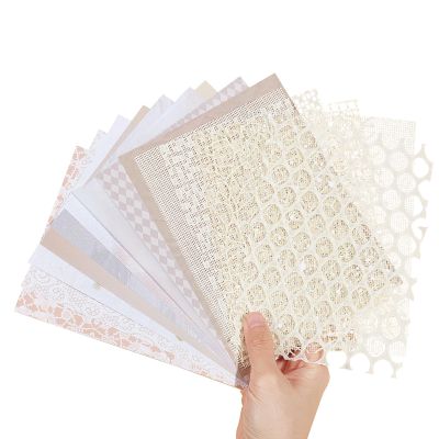 NICENEEDED 15 Pcs Handmade Scrapbook Paper, Textured Paper Sheets for Craft, Mesh Fabric Special Paper Mix Scrapbooking Supplies Decorative Paper for Junk Journal Journaling DIY Materials, 13x18cm