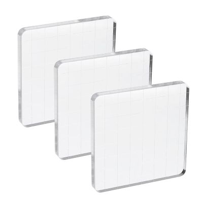 PATIKIL Acrylic Stamp Block, 3 Pack Stamping Block Square Shape with Lines Decorative Mounting Blocks Set for Scrapbooking DIY Crafts Card Making, 3x3