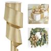HUIHUANG Champagne Satin Wired Ribbon 2.5 inch Champagne Gold Wire Edge Ribbon for Wreaths, Garland, Bows, Gift Wrapping, Wedding Decorations, Home Decor, Christmas Tree-Continous 10 Yards view 1