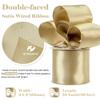 HUIHUANG Champagne Satin Wired Ribbon 2.5 inch Champagne Gold Wire Edge Ribbon for Wreaths, Garland, Bows, Gift Wrapping, Wedding Decorations, Home Decor, Christmas Tree-Continous 10 Yards view 2