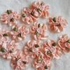 50pcs Orange Pink Satin Ribbon Flower Bows 1.18 inch Pearl Rose Flower Sewing Craft Ornament Decor DIY Craft Wreath Present Wrapping Decoration view 2