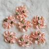 50pcs Orange Pink Satin Ribbon Flower Bows 1.18 inch Pearl Rose Flower Sewing Craft Ornament Decor DIY Craft Wreath Present Wrapping Decoration view 3