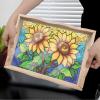 DIY Diamond Art Wooden Tray Kit, Food Tray with Handle Diamond Painted Table Decoration Tray, for Breakfast, Bar Dinner Table Diamond Dots Gem Painting Art Set for Beginners (#01-Sunflower) view 2