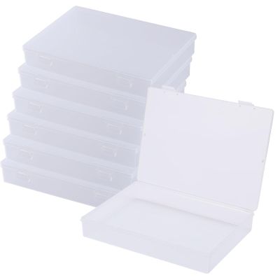 Briartw 7 Pcs Storage Case,7.6x5.5x1.2 Plastic Storage Boxes Small Rectangular Organizer Containers with Lids,Store Crafts Supplies,Envelope Bags,Magnetic Sheets,Brushes,Pockets,waterproof,Reusable,