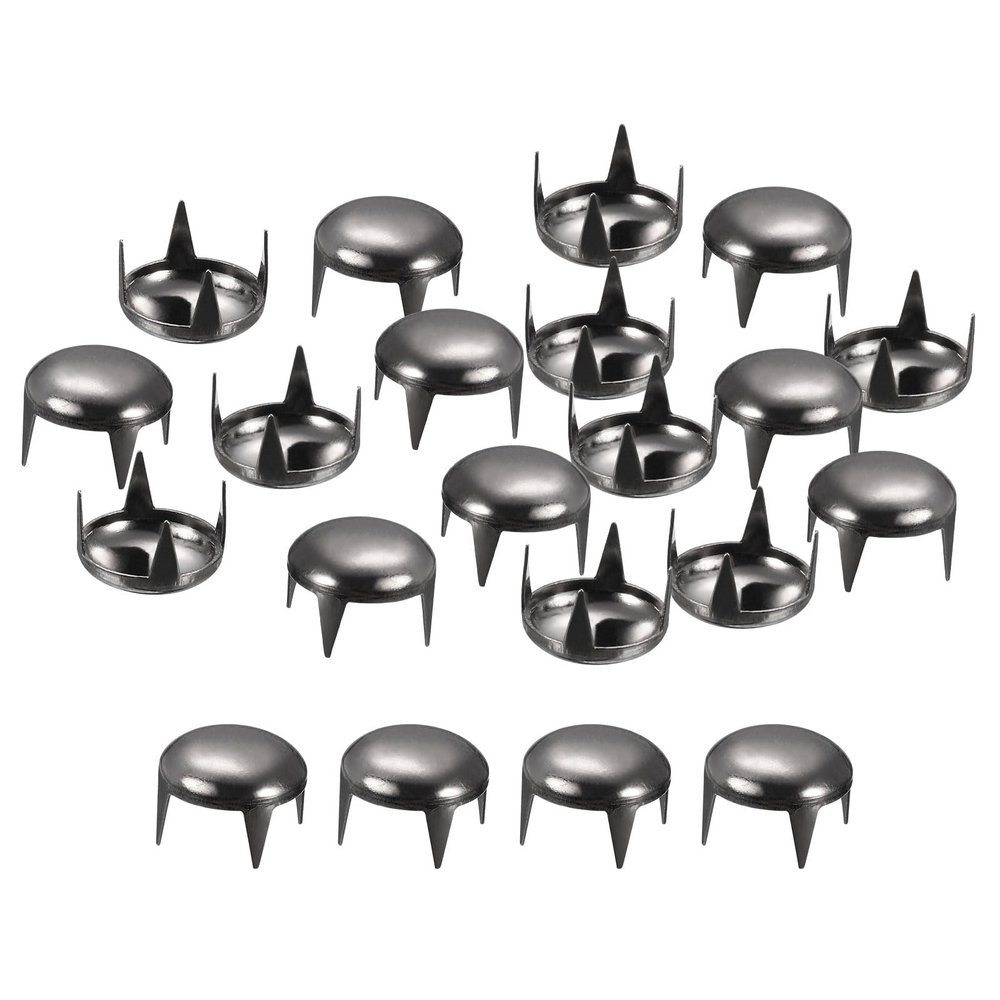 uxcell 200Pcs 10mm Black Round Dome Studs Metal Claw Beads Nailhead Rivets Spike Studs Spots Punk Rock DIY for Leather Craft Clothes Belt Bag Shoes Bracelet Accessories