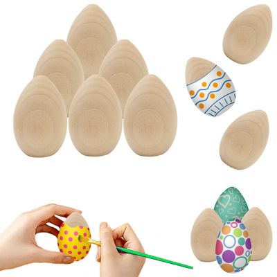 Chochkees Small Smooth Unpainted Natural Stand-Up Wooden Easter Eggs, Perfect for Easter Crafts, Dcor and Egg Hunts in Carton, 2.1" Inches (96-Pack)