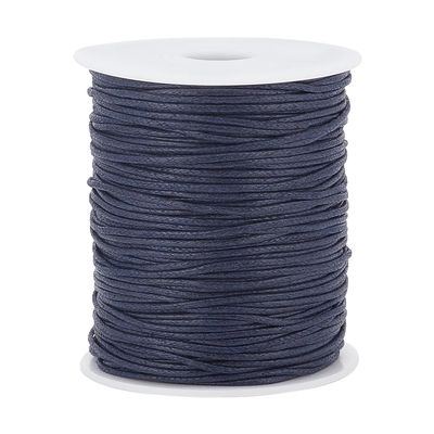 PH PandaHall 1.5mm Waxed Cord, 100 Yards Blue Waxed Cotton Threads Wax Cord Waxed Beading String Twine for DIY Bracelet Necklaces Dreamcatcher Jewelry Making Sewing Macrame Sewing Project