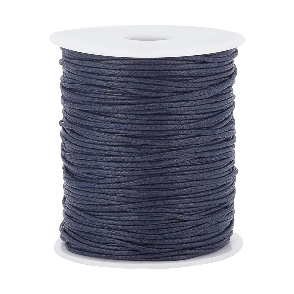 PH PandaHall 1.5mm Waxed Cord, 100 Yards Blue Waxed Cotton Threads Wax Cord Waxed Beading String Twine for DIY Bracelet Necklaces Dreamcatcher Jewelry Making Sewing Macrame Sewing Project