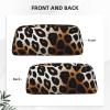 Dwrepo Leopard Print Pencil Bag Portable Leather Pencil Case Travel Makeup Bag Large Capacity Toiletry Bag for Women, Gold view 3