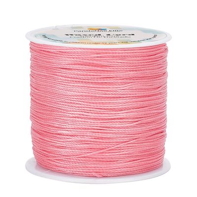 PH PandaHall 115 Yards 0.5mm Waxed Polyester Cord, Pink Wax Cord Waxed Beading String Twine Waxed Threads for DIY Bracelet Necklaces Dreamcatcher Jewelry Making Sewing Macrame Sewing Project