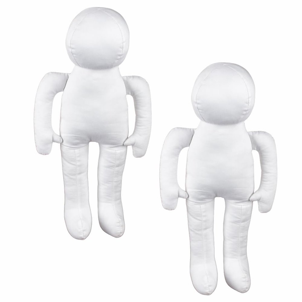 2 Cloth Doll Body Blanks PreStuffed 12" Muslin Models for Craft Dolls