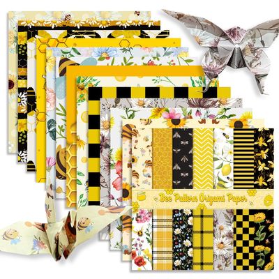 Square Origami Paper 6x6 Double Sided 50 Sheets 50 Colors 70GSM Origami Kit Japanese Chiyo Easy Fold Arts Crafts DIY Handwork Bee