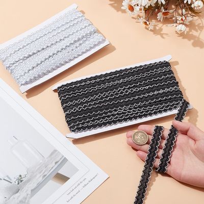 PLIGREAT 13 Yards Silver and Black Braid Trim 2 Colors Lace Ribbon Scroll Braid Trim for Sewing DIY Crafts Wedding Ribbon Flower Ribbon, Garments Trim Decorative Accessories Metallic Woven Braid Trim