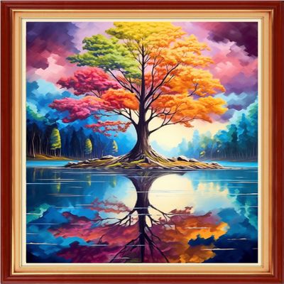 Dooxvey Cross Stitch Kits for Adults Stamped Full Range of Embroidery Starter Kits for Beginners 11CT Printed Cross Stitch Patterns Needlepoint Kits Stamped Crossstitching- Colorful Tree 16x20 inch