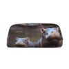 Dwrepo Baby Hippos Pencil Bag Portable Leather Pencil Case Travel Makeup Bag Large Capacity Toiletry Bag for Women view 1