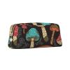Dwrepo Mushroom Pencil Bag Portable Leather Pencil Case Travel Makeup Bag Large Capacity Toiletry Bag for Women, Gold view 2