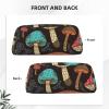 Dwrepo Mushroom Pencil Bag Portable Leather Pencil Case Travel Makeup Bag Large Capacity Toiletry Bag for Women, Gold view 3