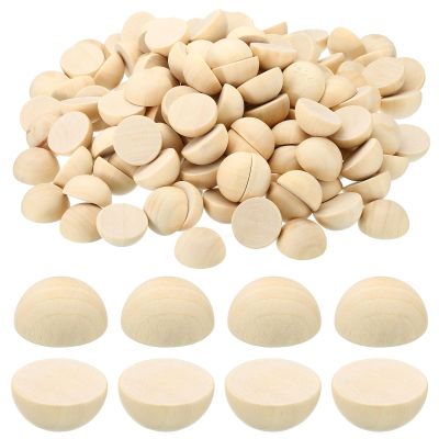 PATIKIL 25mm Half Wood Beads, 150 Pack Unfinished Natural Wooden Beads Round Split Wood Balls for Craft Art Ornaments Painting
