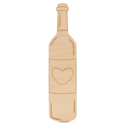 Wine Bottle Wood Cutouts 8-inch, 1/8 inch Thick, Pack of 5 Mother's Day/Valentines Crafts for Gifts and Girls' Dcor, by Woodpeckers