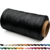 Flat Waxed Thread for Leather Sewing Wax String Polyester Cord Craft Stitching Bag Bookbinding Sail Bracelet Braid Jewelry DIY (1.2mm 300D, Black) view 1