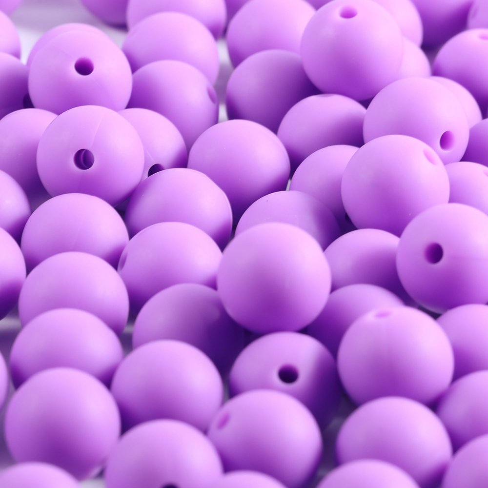 150Pcs Silicone Beads 12mm for Keychain Making Silicone Bead for Bracelet Making Necklace Making and Bulk Round Bead for Pens (Purple)