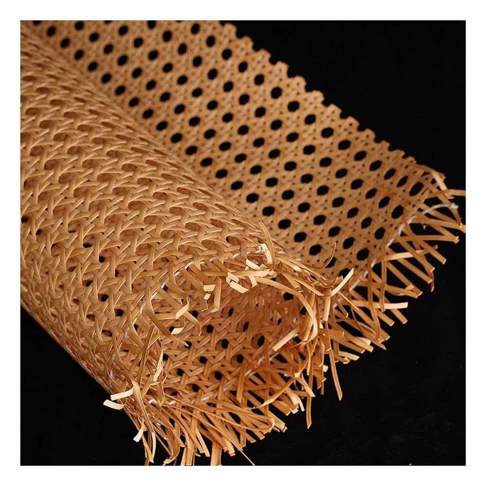 homeemoh Plastic Rattan Cane Webbing 19.6 Inch x 70.8 Inch Woven Artificial Rattan Open Mesh Cane Sheet Repair Material for Furniture DIY Crafts (Coffee)