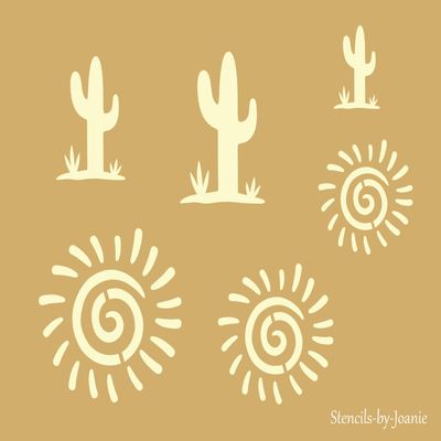 Stencils by Joanie Southwest Desert Sun Cactus Aztec Hopi Border Shapes DIY Craft Signs